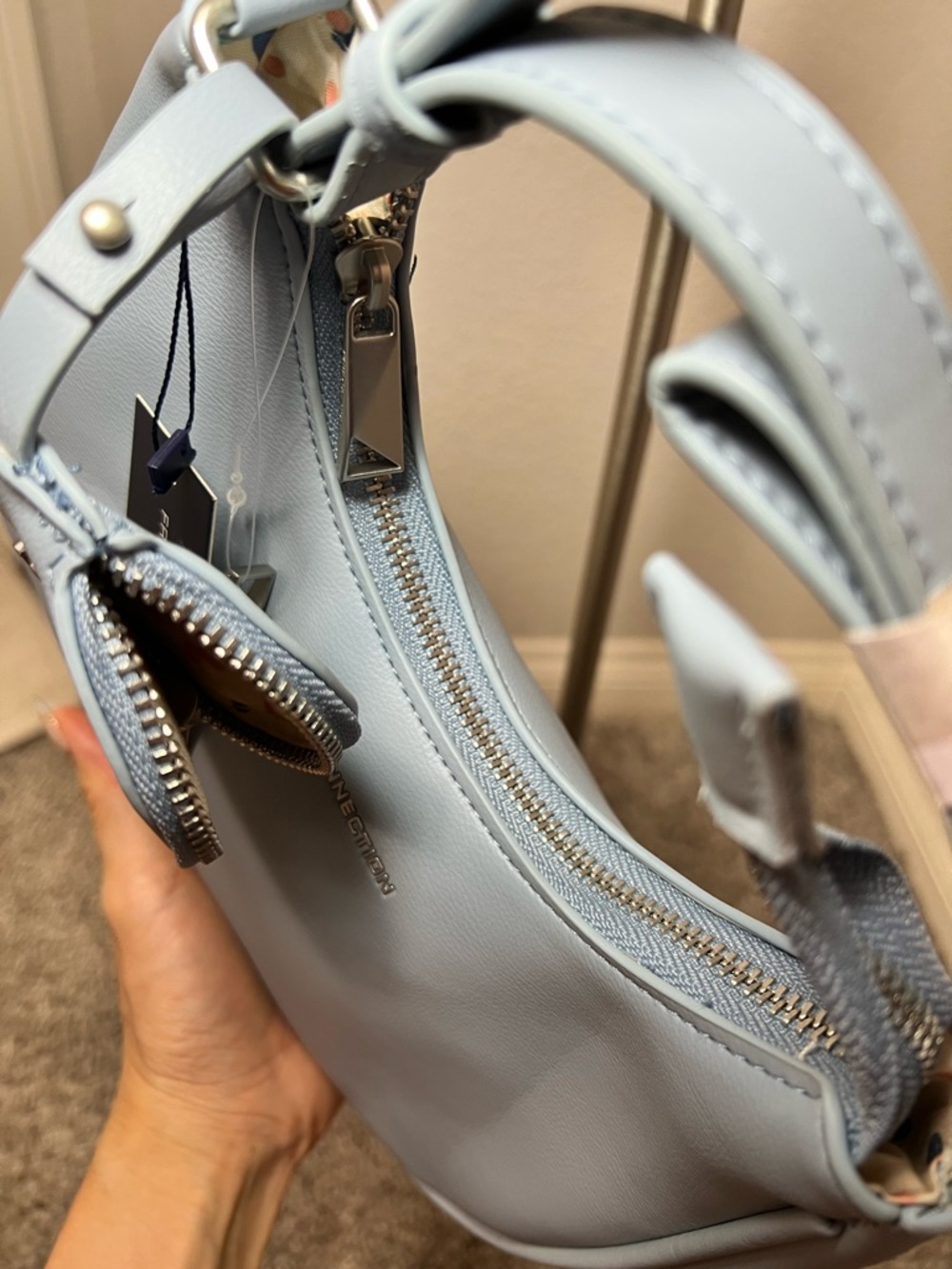 French Connection NWT $98 Sabrina  Powder Blue Shoulder Bag and Coin Purse - Picture 11 of 16